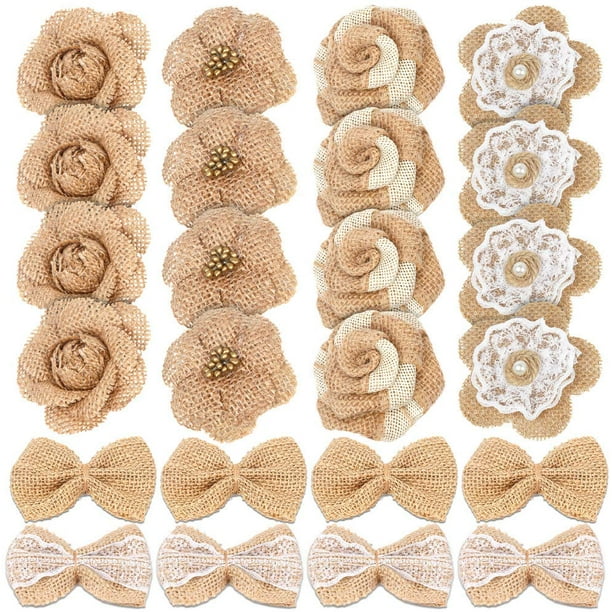 Fabric Rosette Hair Crafts Hat Making Blue Gift Package Topper Lace Applique Flower Brooch Home Decor Flower Embellishment Gift Bow